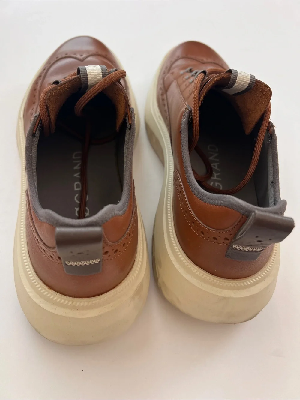 Cole Haan ZERØGRAND British Tan Leather Wingtip Sneaker with Cream Sole